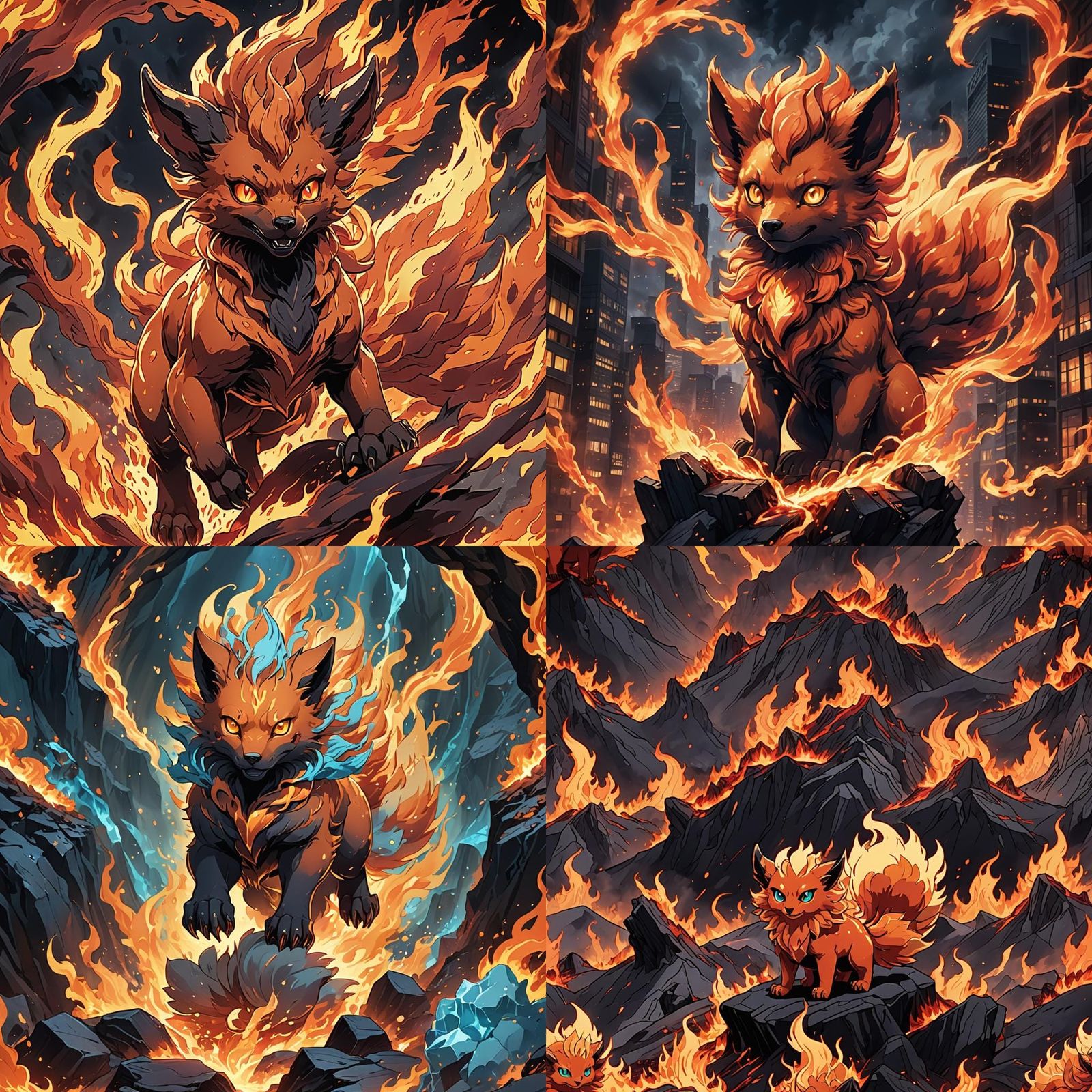 Surreal Demonic Vulpix Illuminated by Hellfire