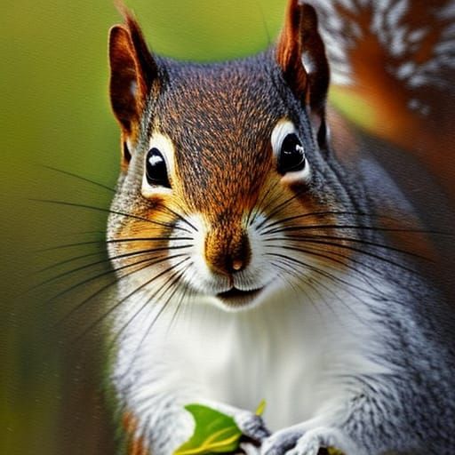 Anthropomorphic Squirrel in Rainy Autumn Forest
