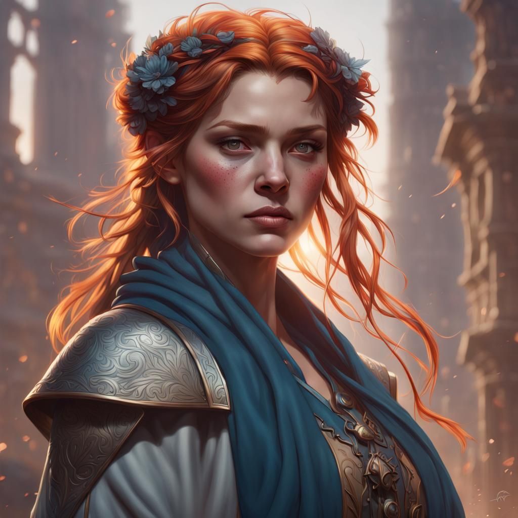 Detailed Portrait with Dynamic Lighting in Art Nouveau Style