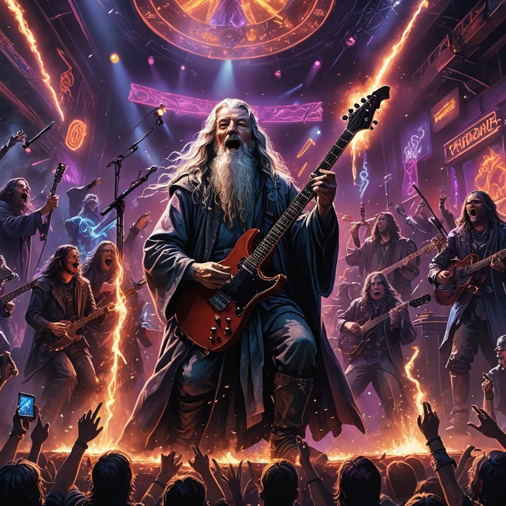 Gandalf Rocks Out with Heavy Metal Band