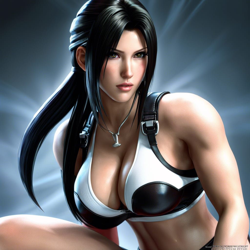 Hyperrealistic Tifa Lockhart in Wet Bikini