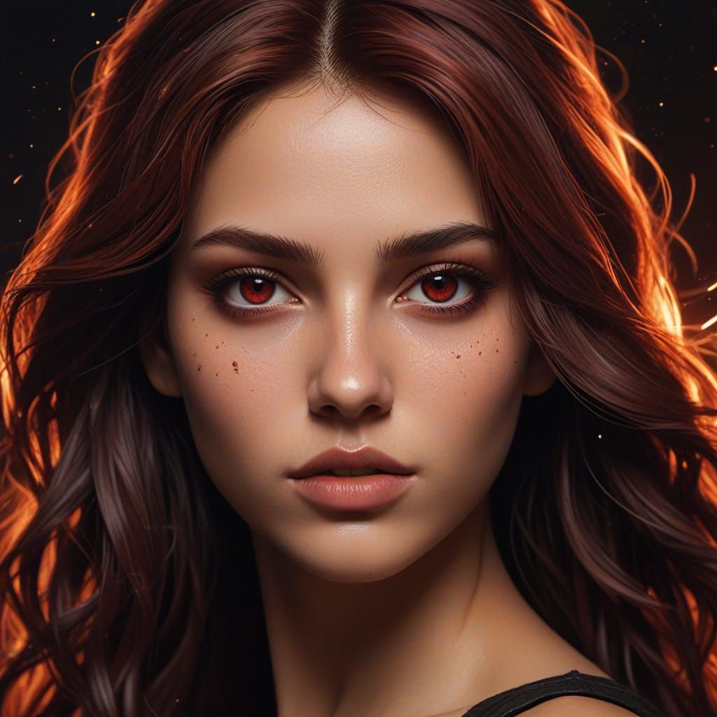 Dystopian Fire Goddess in Oil Painting Style