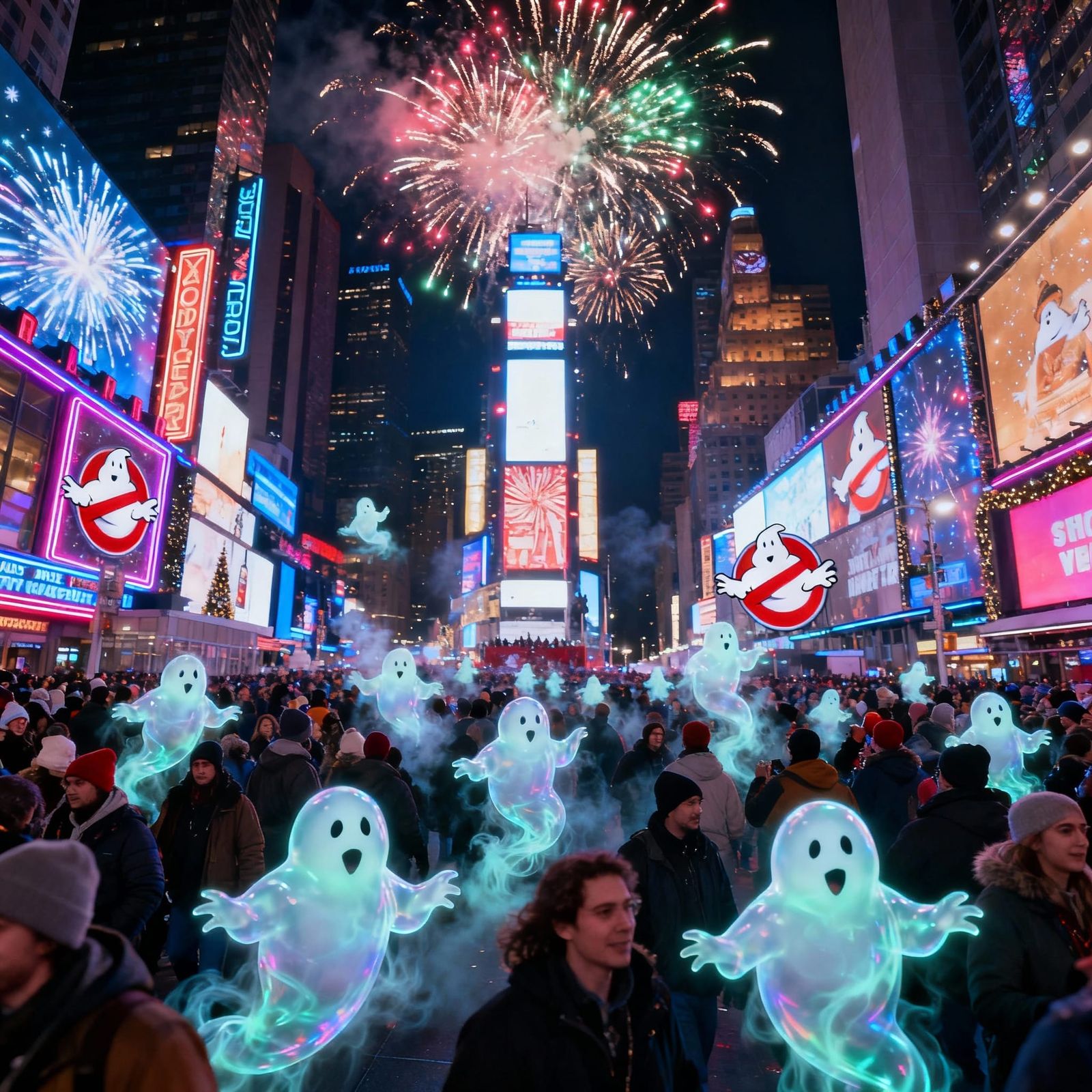 Ghosts Celebrate New Year's Eve in Times Square