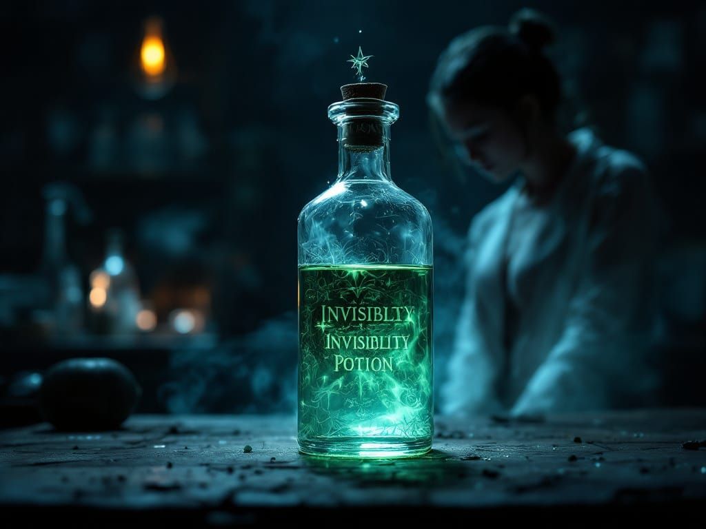 Empty Invisibility Potion Bottle on Lab Table