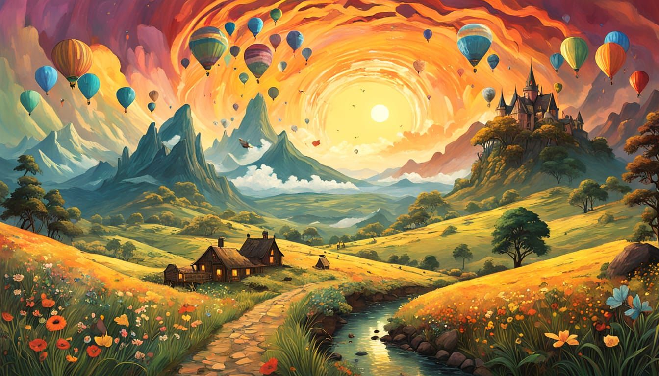Colorful Fairytale Landscape Inspired by Van Gogh