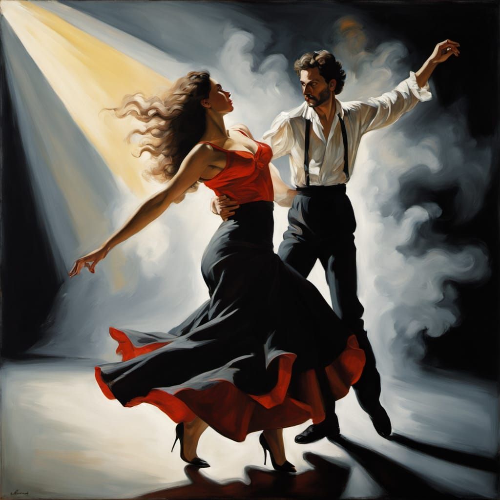 Vibrant Salsa Dancers in Golden Glow