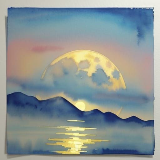 Dreamy Moonlit Watercolor Masterpiece