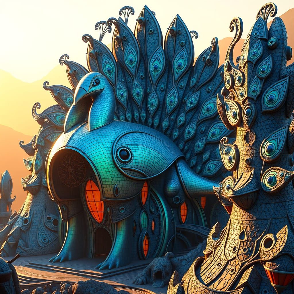 Peacock Building Complex in Futuristic Architecture Style