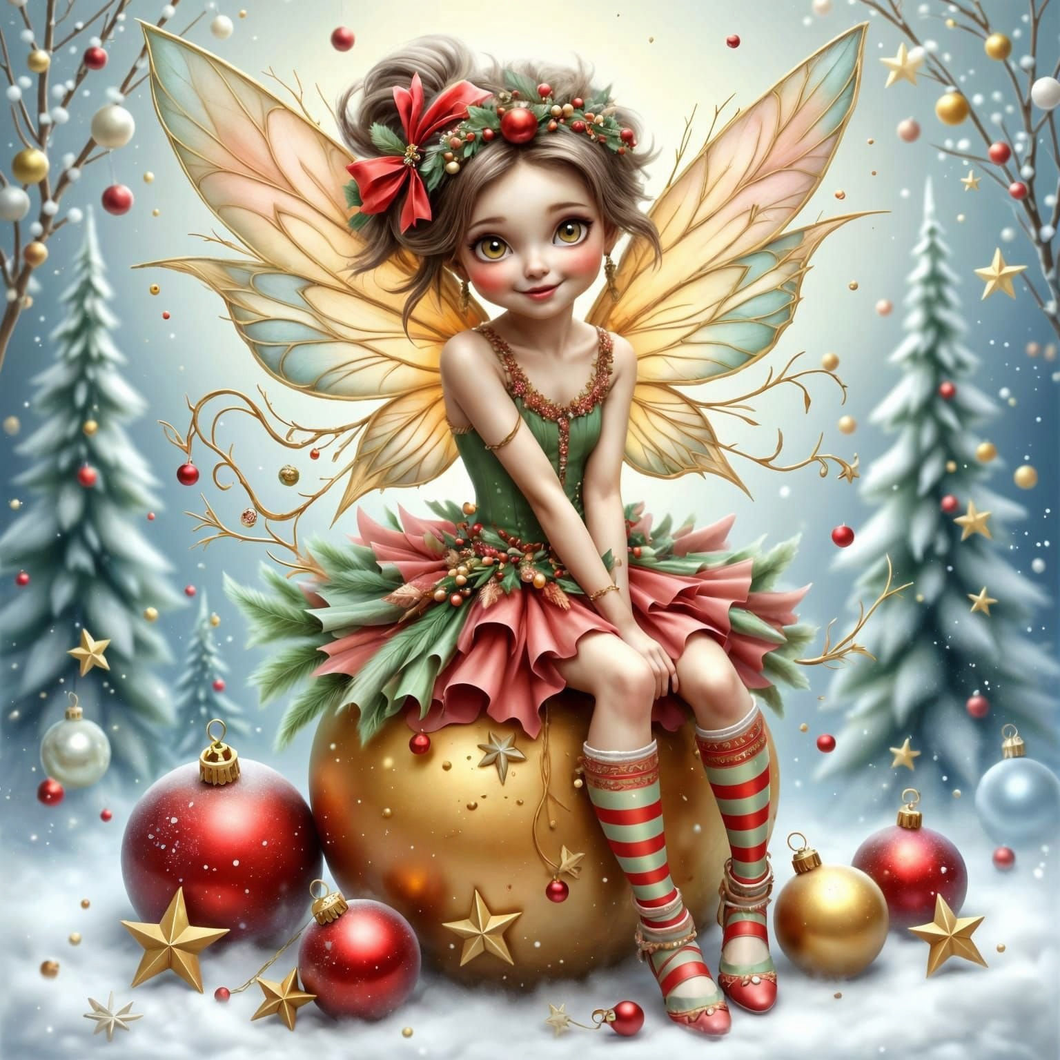 <lora:Elf Service:1.0> <lora:Christmas Glow 1-02:1.0> <lora:FiosFantasyXmas:1.0> <lora:HOLIDAY MAGIC:1.0> Christmas fair...