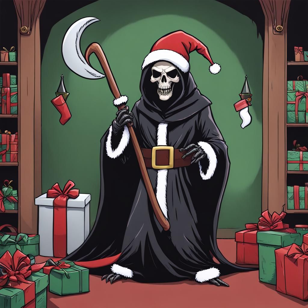 Grim Reaper as Santa Claus Illustration