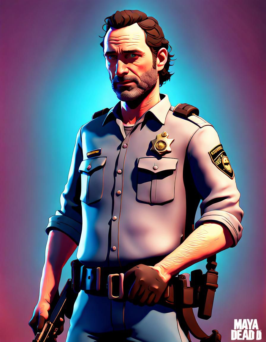 Rick Grimes in Pixar Style 3D Render