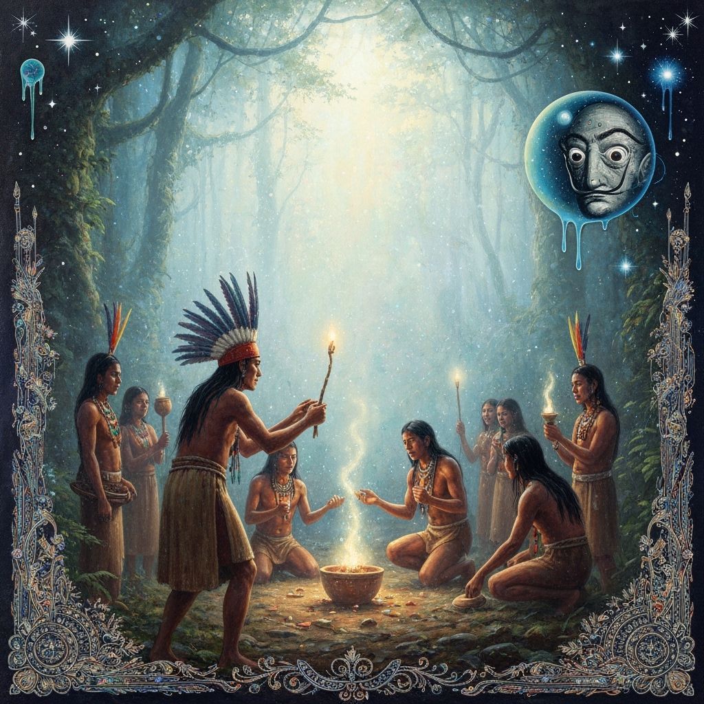 Magical Forest Ritual in Ethereal Light