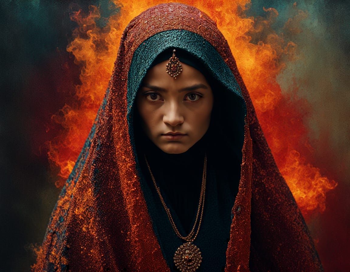 Vibrant Hypermaximalist Dervish Dancer in a Fiery Turkish Mo...