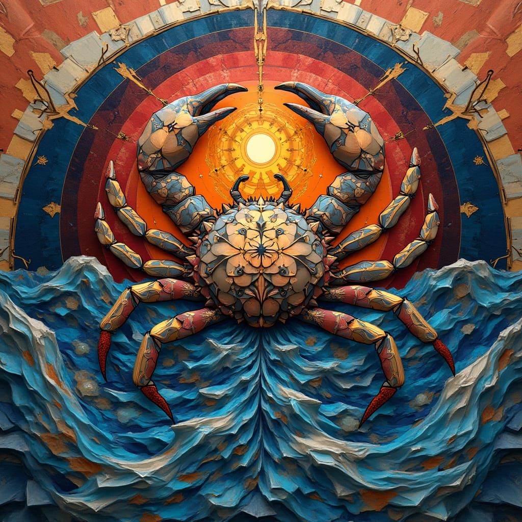 Abstract Cancer Symbol in Geometric Cubist Style