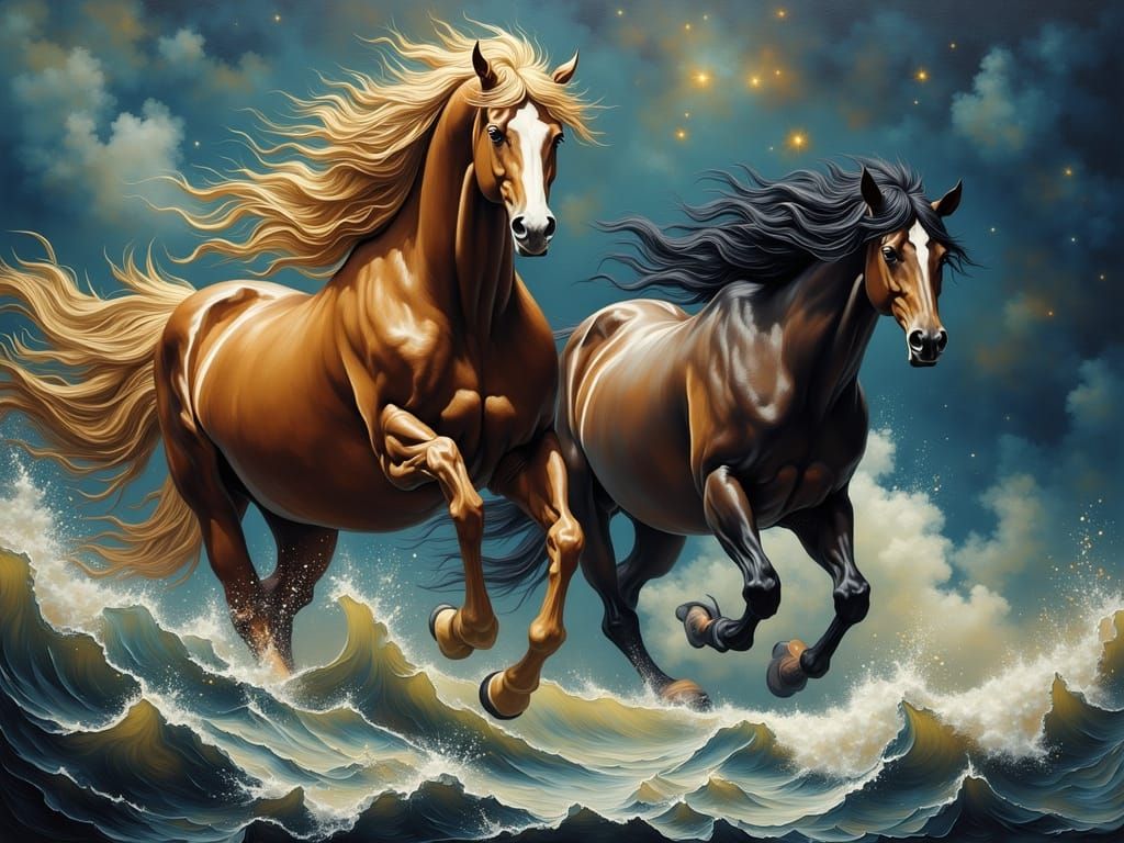 Figures Await Approaching Storm in Starry Night Style