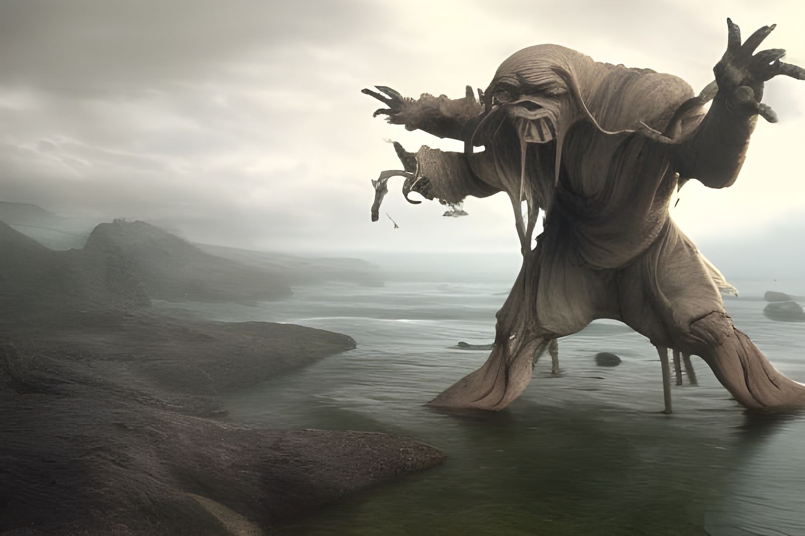 Epic Sand Golem Digital Matte Painting