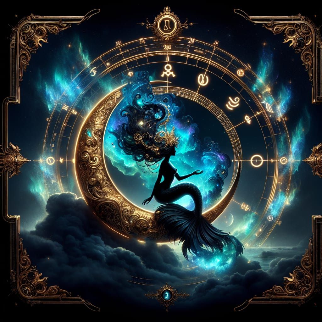 Steampunk Mermaid in Celestial Aurora