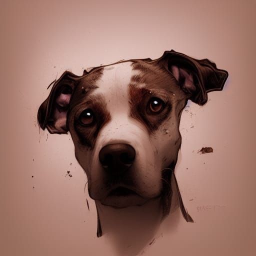Detailed Portrait of a Female Dog, Trending Art