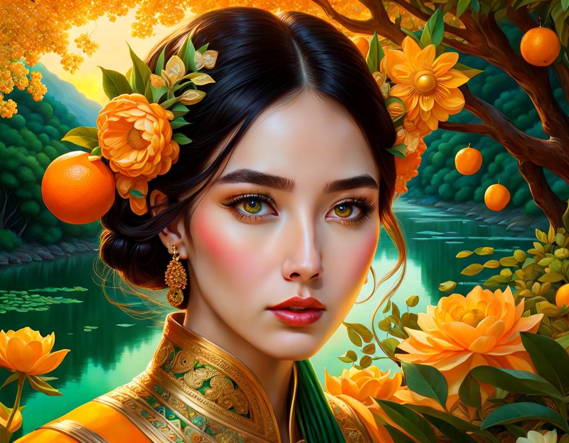 Girl with Kaleidoscope Eyes on River Boat