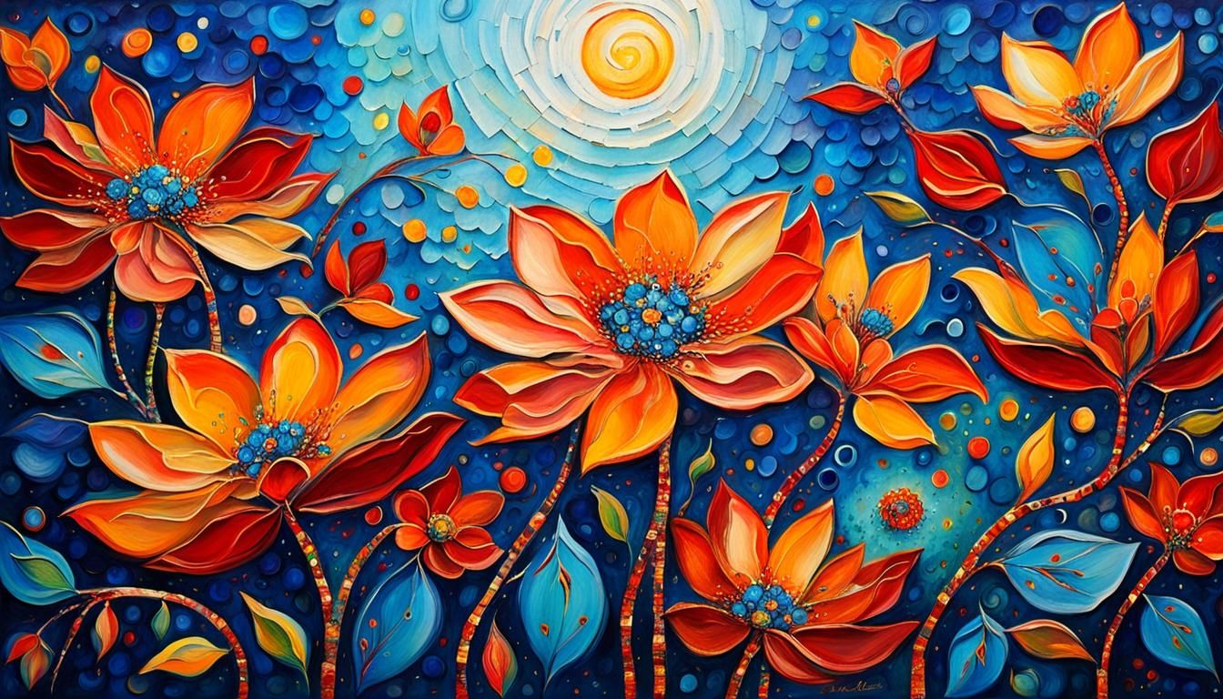 Vibrant Abstract Floral Design in Bold Colors