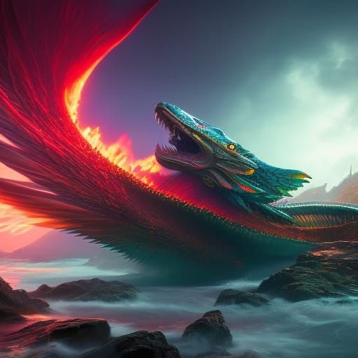 Mythical Leviathan in Deep Color, Ultra Realistic