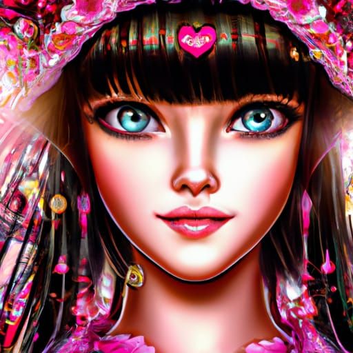 Model in Hello Kitty Outfit, Hyperdetailed Portrait