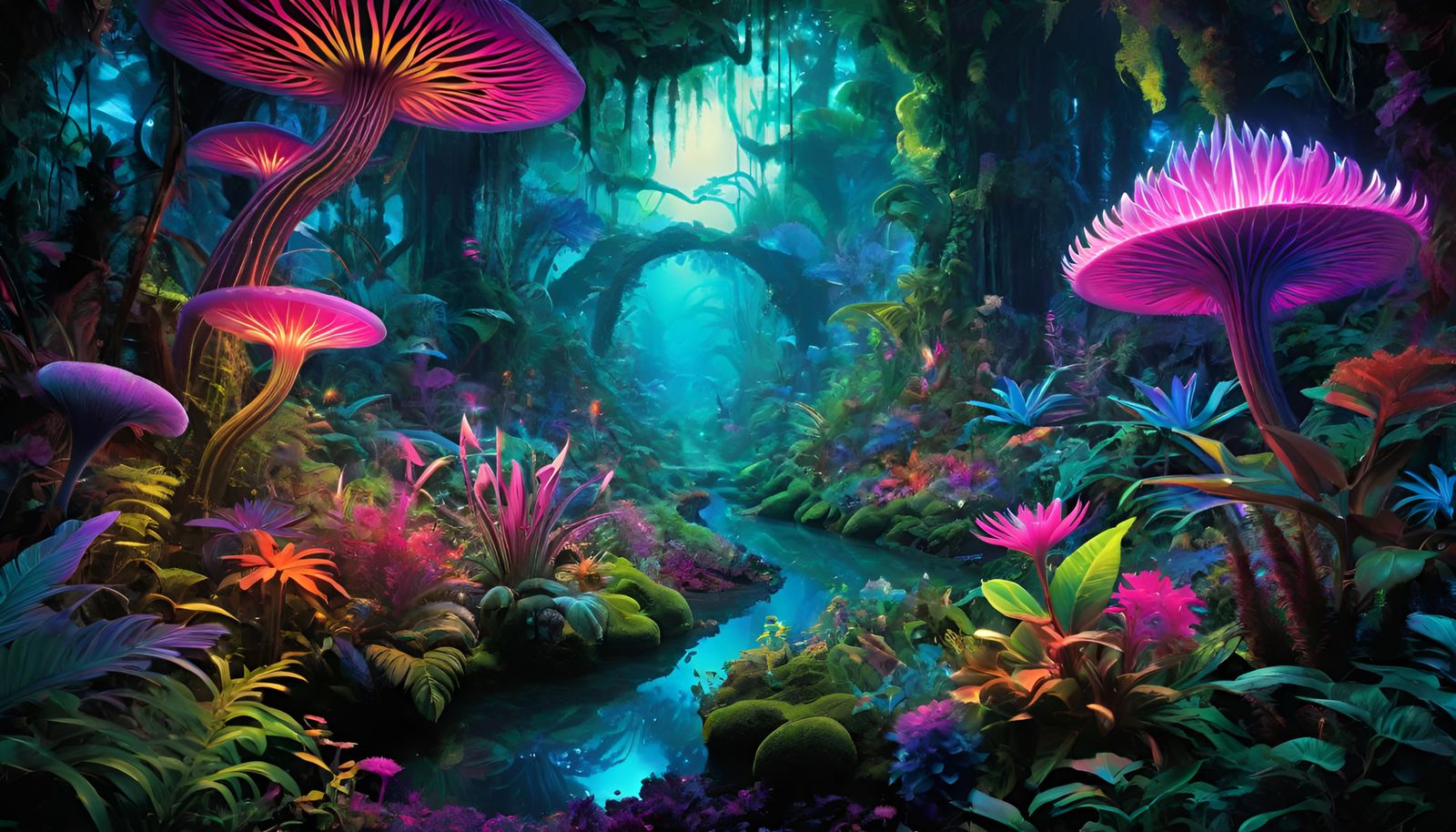 Psychedelic Jungle Wonderland: Magical, Glowing Plants