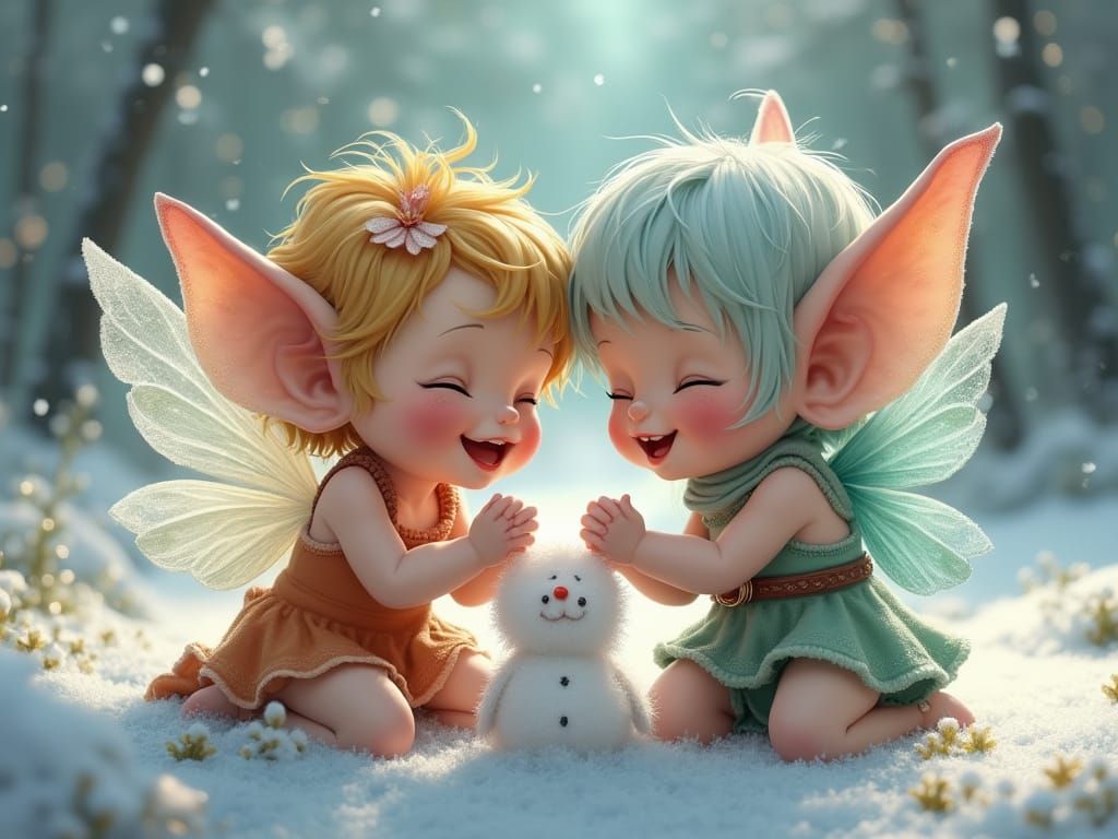 Epic Fantasy Friends Playing Together in a Winter Wonderland