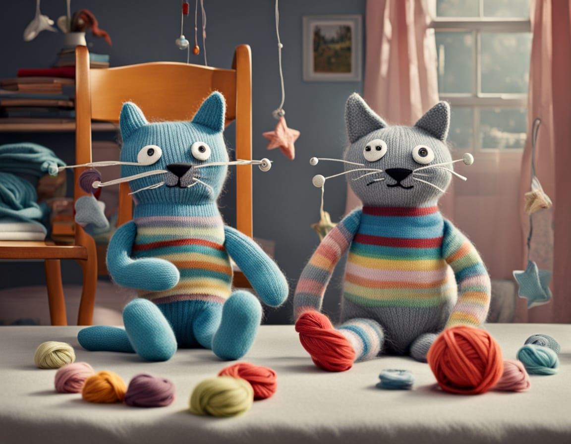 Creepy Sock Puppets Knitting Rainbow Sock