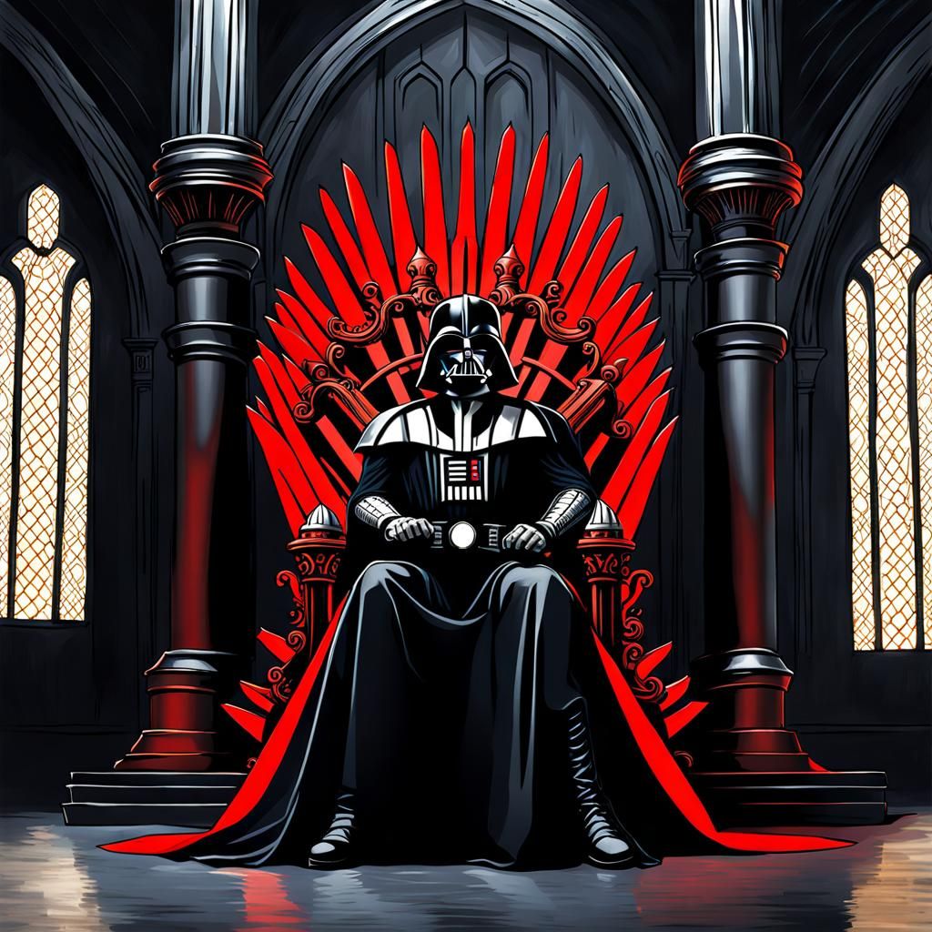 Medieval Knight Darth Vader on Iron Throne