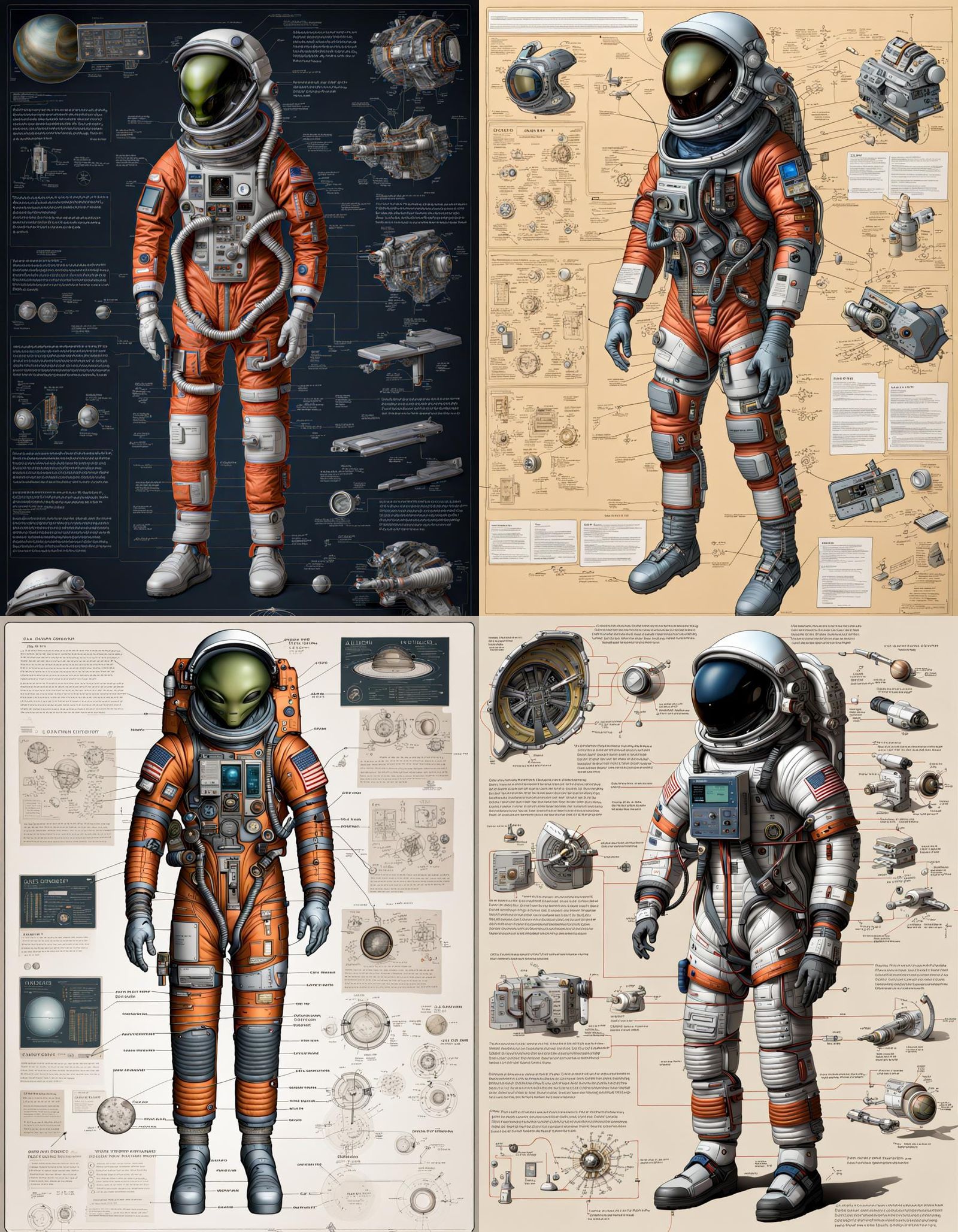Detailed Alien Spacesuit Cutaway Diagram