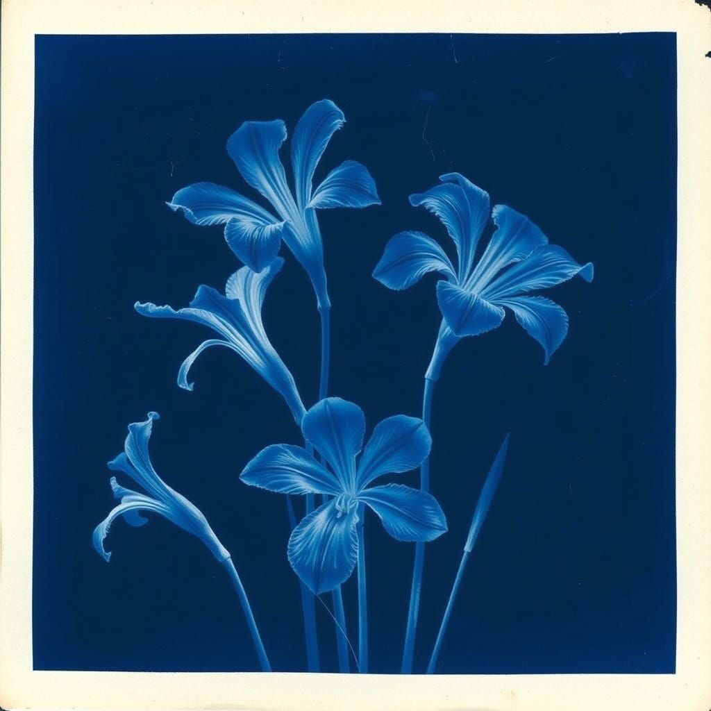 Cyanotype of Freesia Flowers