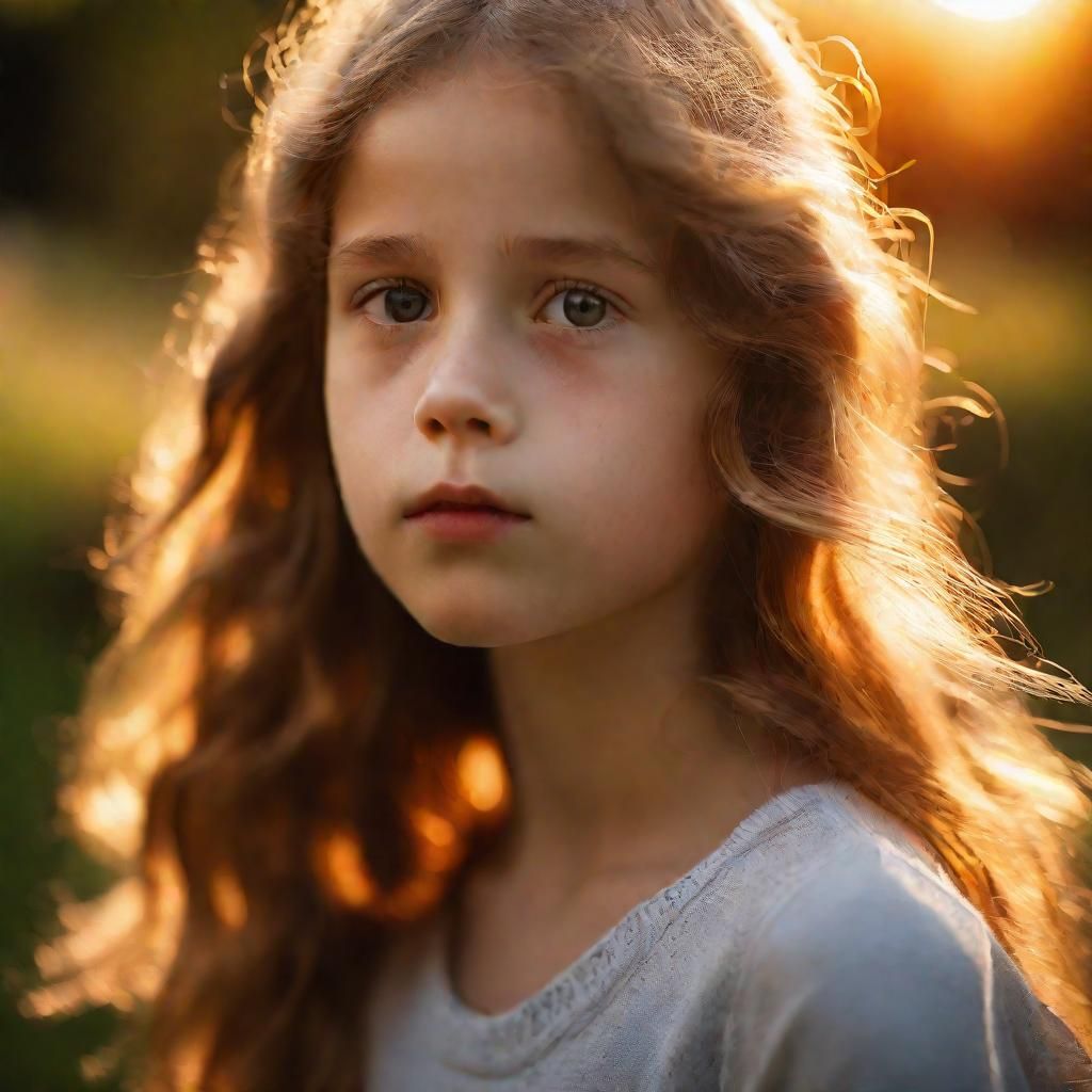 Dreamy Girl Portrait in Golden Hour Light