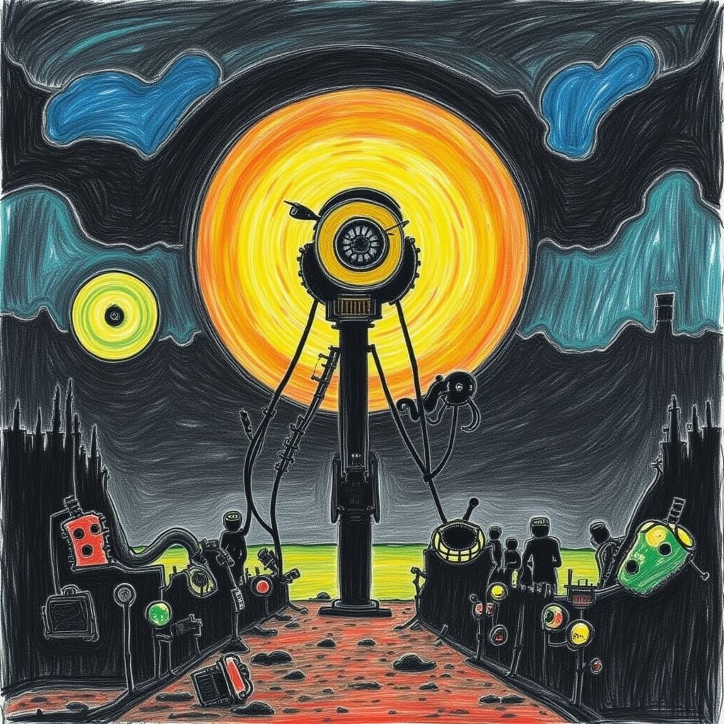 Surreal Crystal Landscape with Mythical Creatures