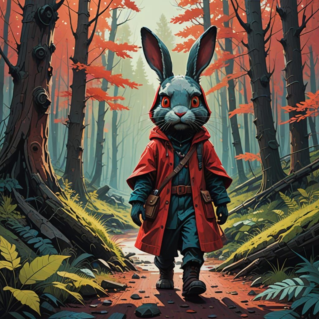 Surreal Forest Encounter in Hyperrealistic Concept Art