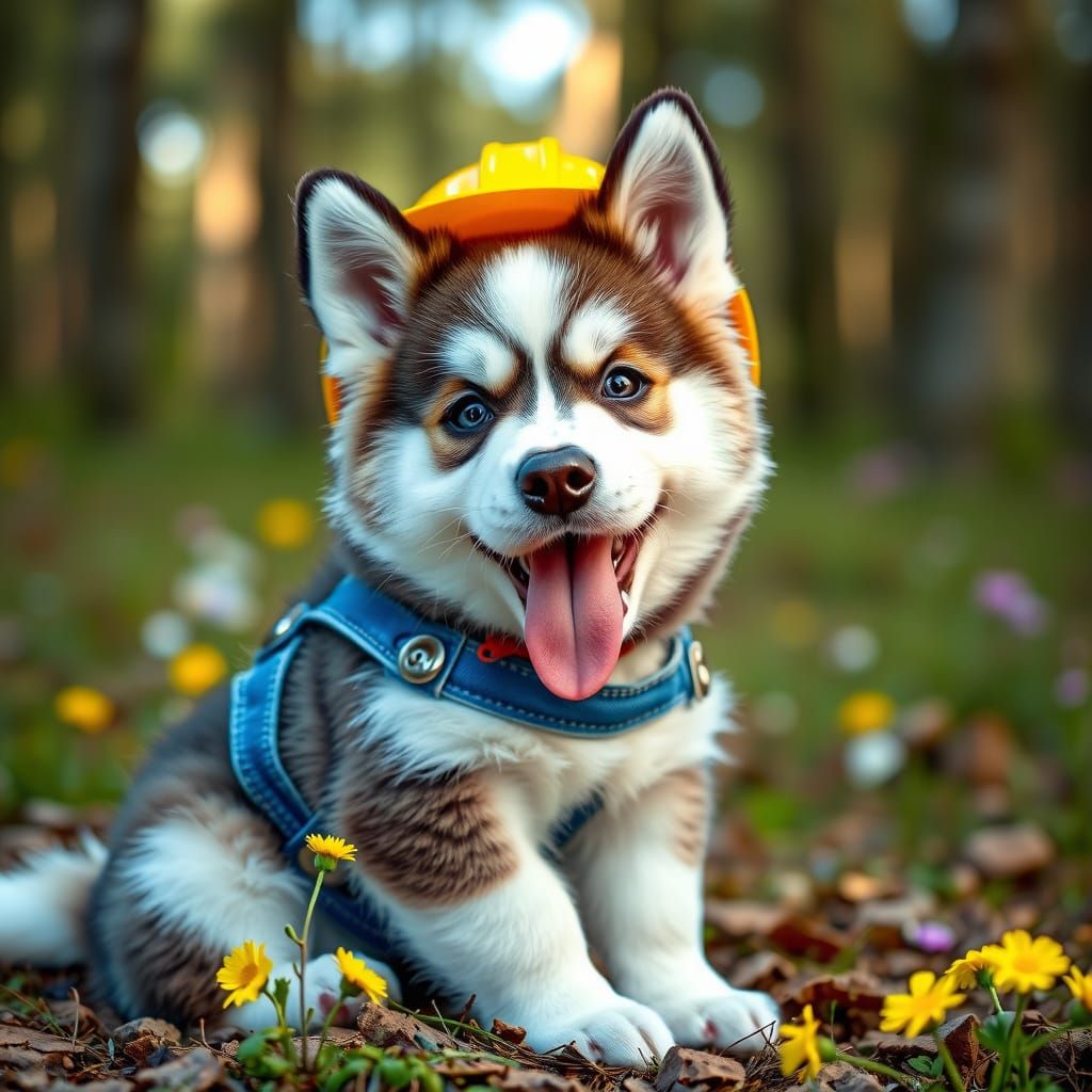 Chubby husky puppy ready to pow pow