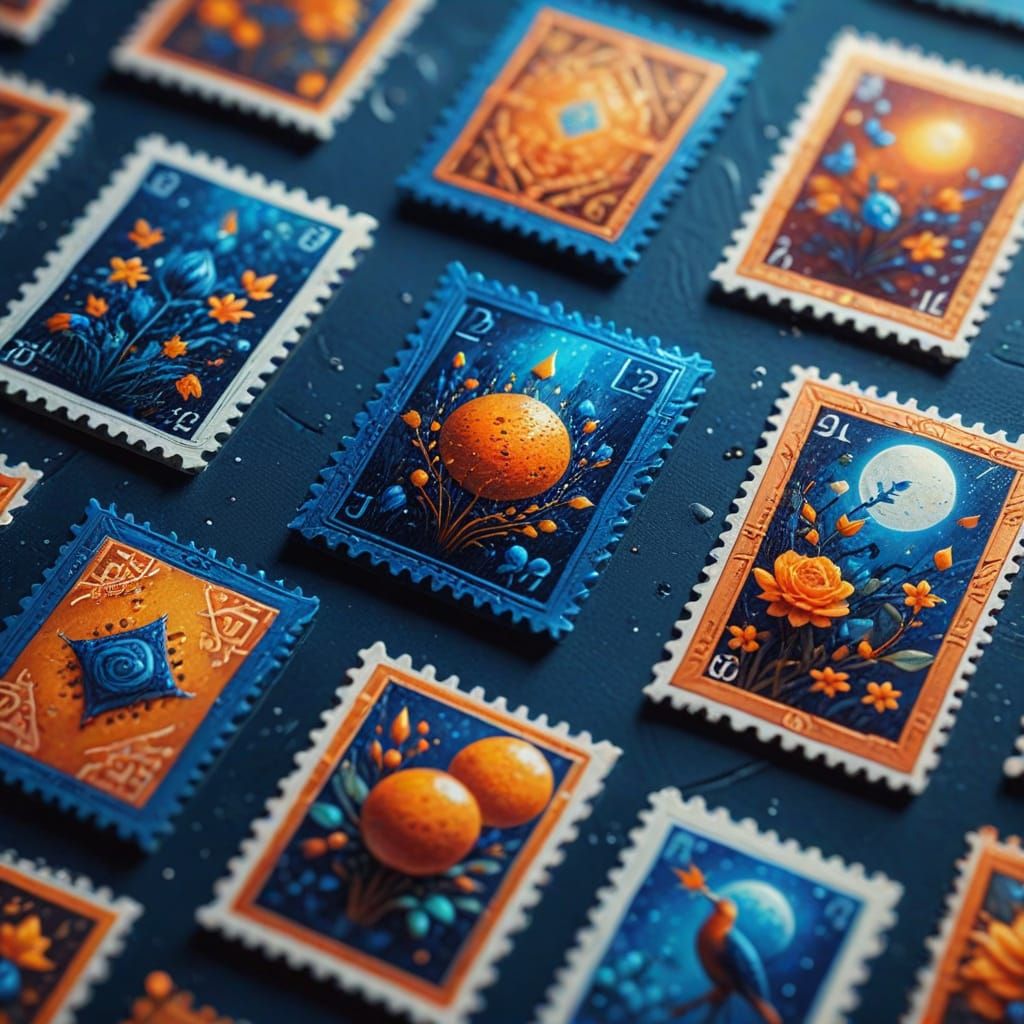 Postage Stamps Featuring Miniature Artworks in Splash Art St...