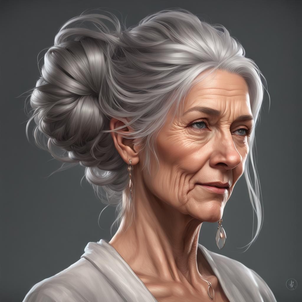 Detailed Portrait of an Older Woman in Digital Art