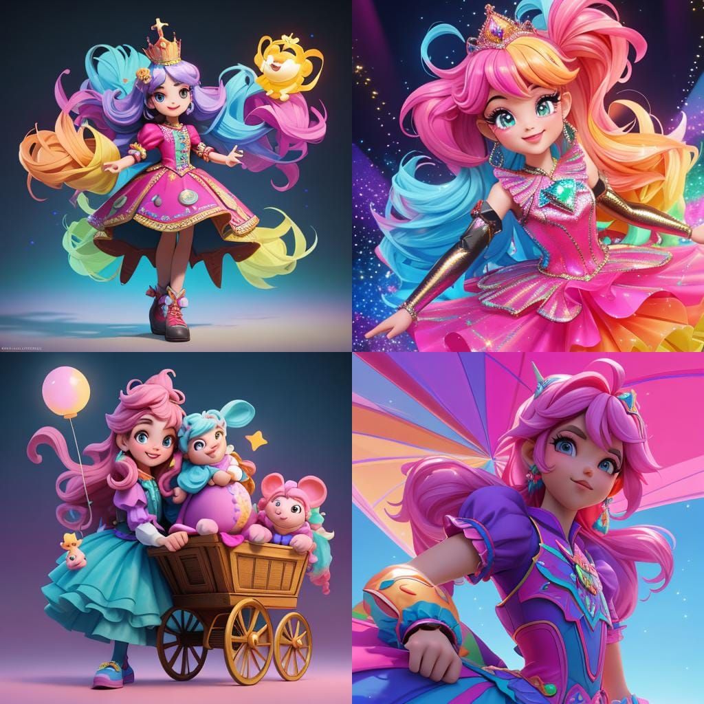 Circus Princess in Whimsical 3D Animation Style