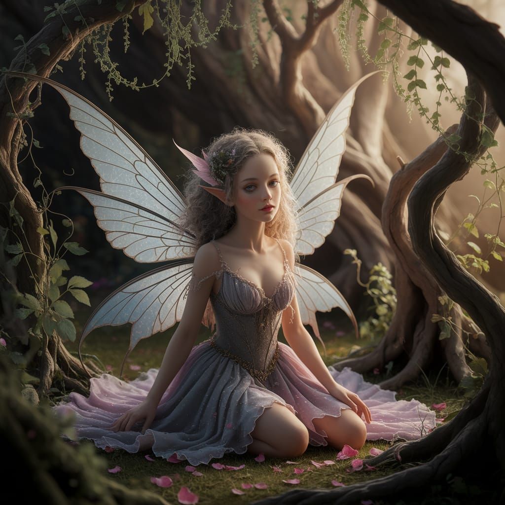 Broken-Winged Fairy in Mystical Forest