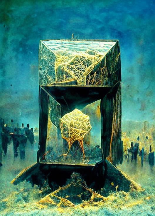 Surreal Hypercube Structure in Dark Visionary Style