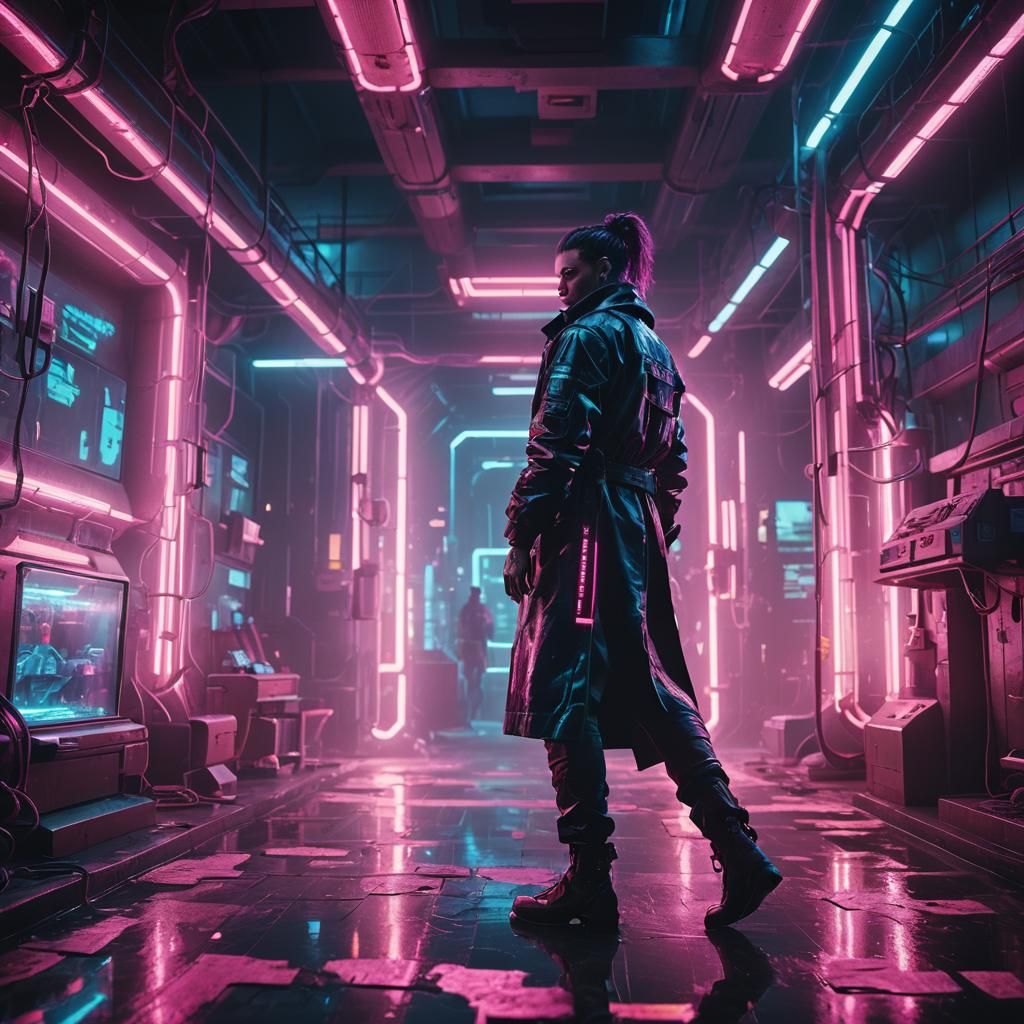 Dissolving Scientist in Cyberpunk 2099 Laboratory