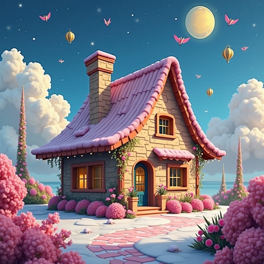 Idyllic Dream House in Van Gogh Style