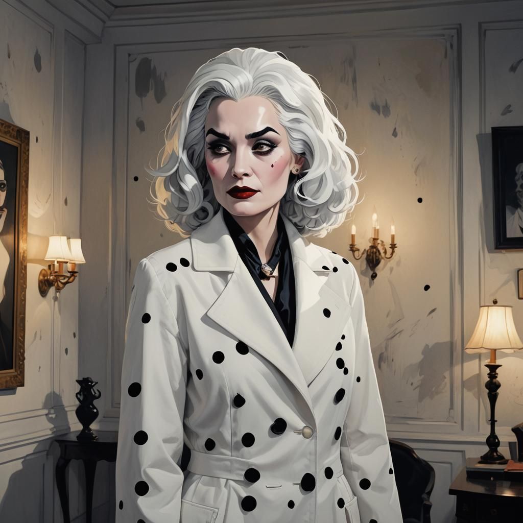 Cruella DeVille in Spotted Coat: Surreal Fashion Illustratio...