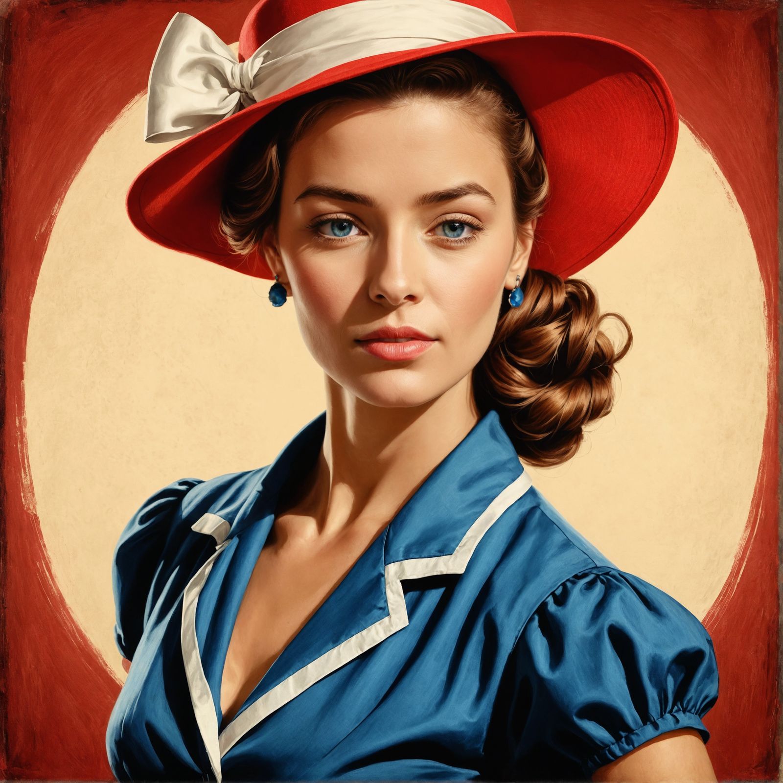 Beautiful Woman Portrait in Pin-Up Style