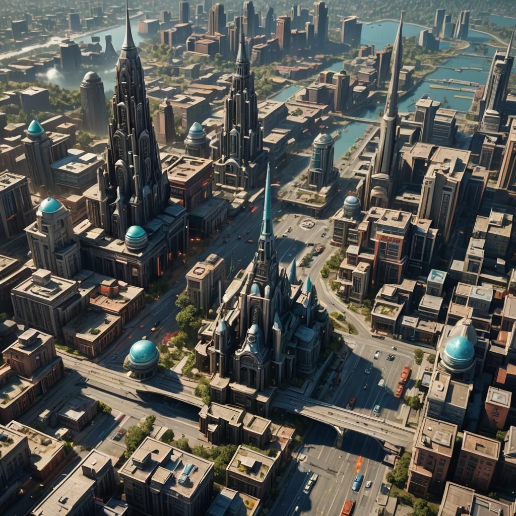 Futuristic Atmore Alabama: Detailed Matte Painting