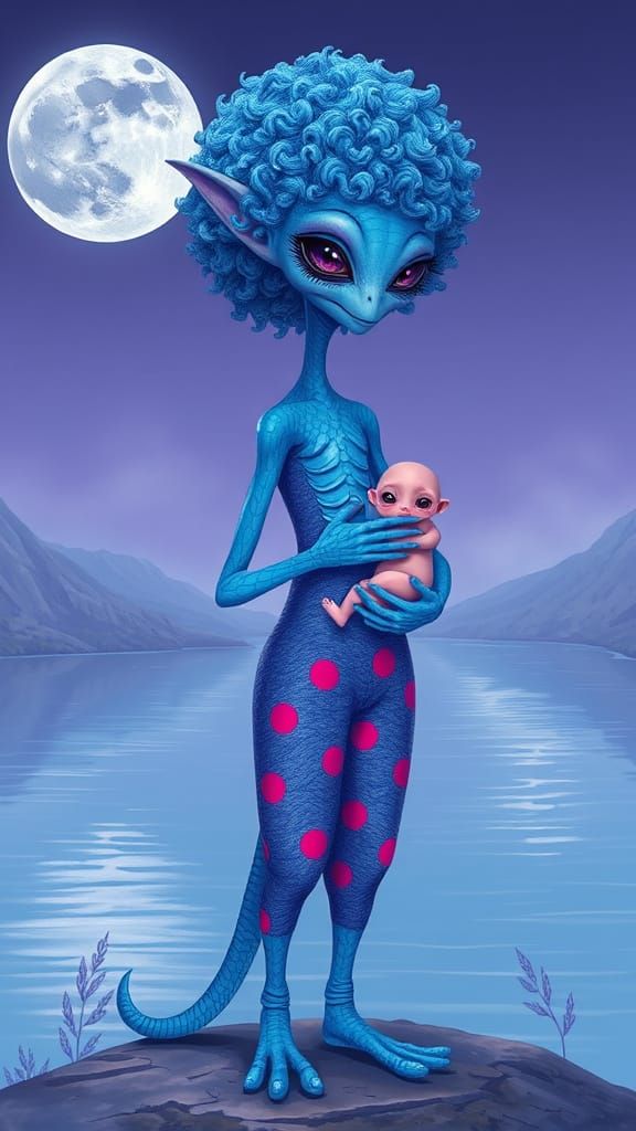 Ethereal Alien Goddess in Dreamy Landscape