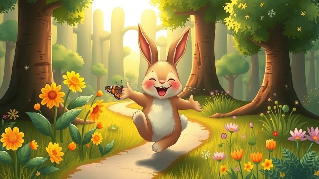 Laughing Bunny's Joyful Journey Through a Whimsical Forest