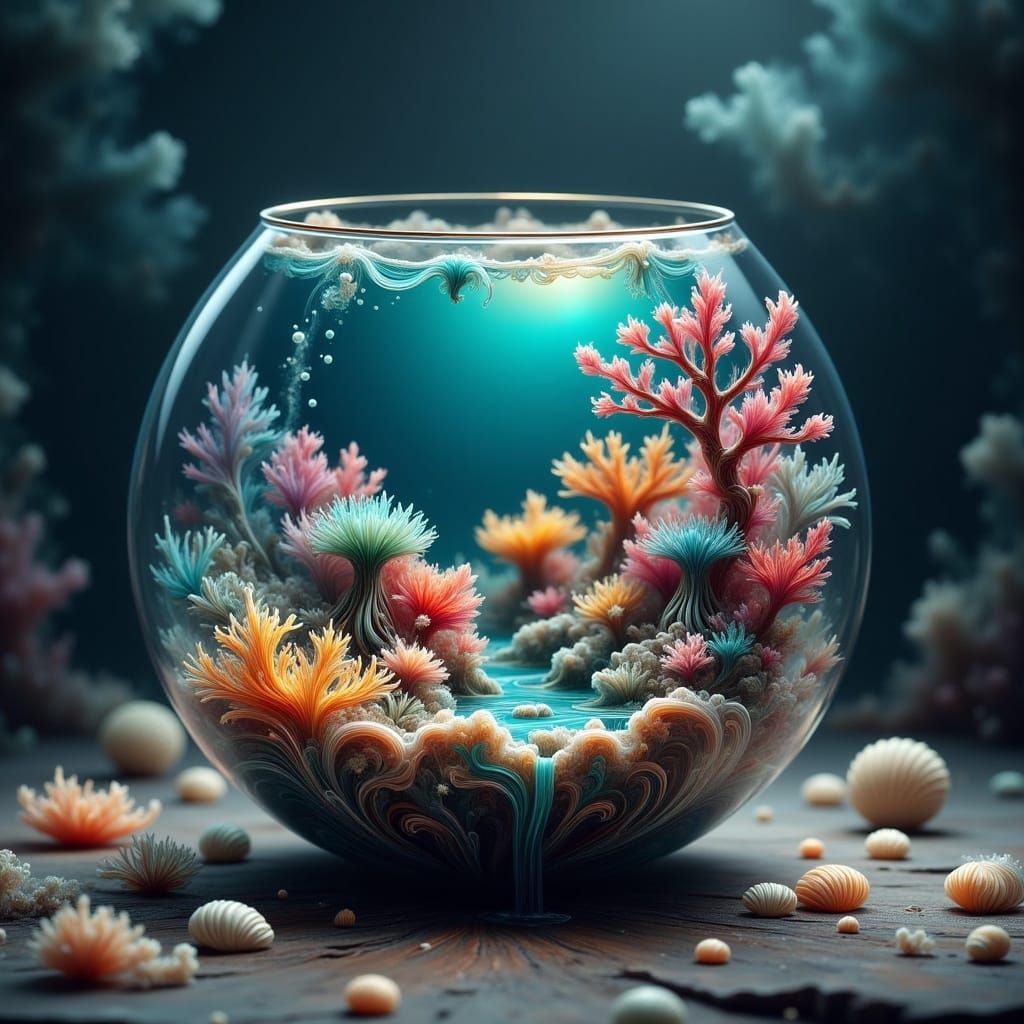 Miniature Coral Kingdom in Glass Terrarium