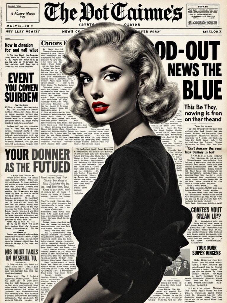 1950s Pin Up Woman in Newspaper Layout